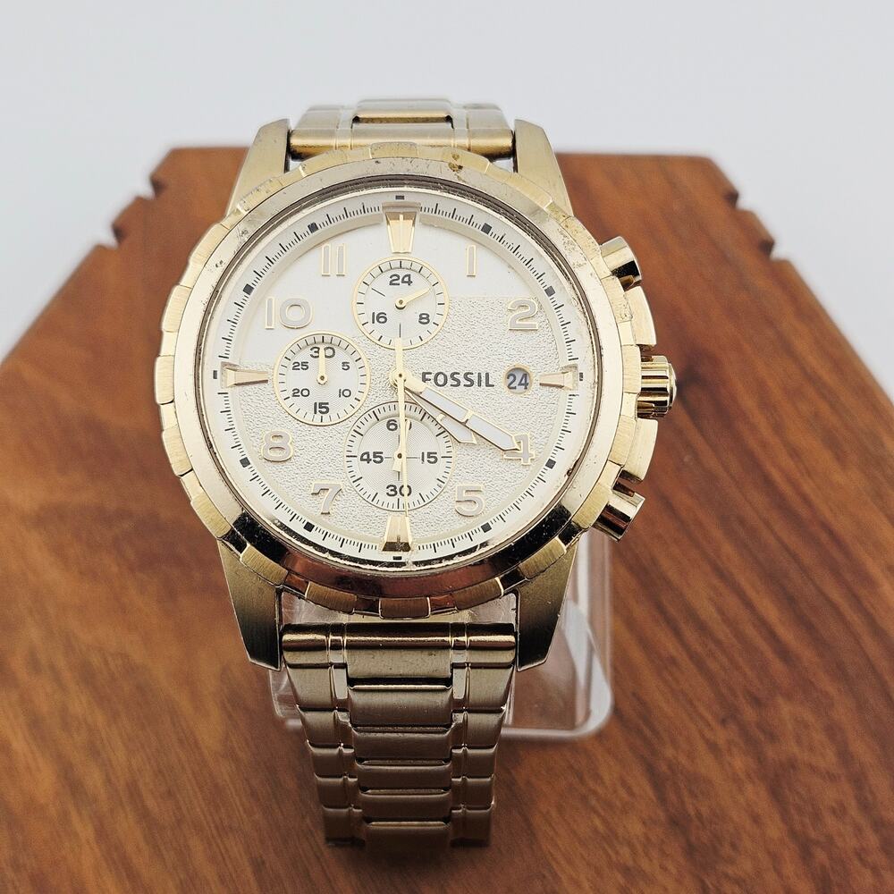 Fossil Men's Dean Gold Tone Chronograph Watch FS-4867 Sophisticated Professional